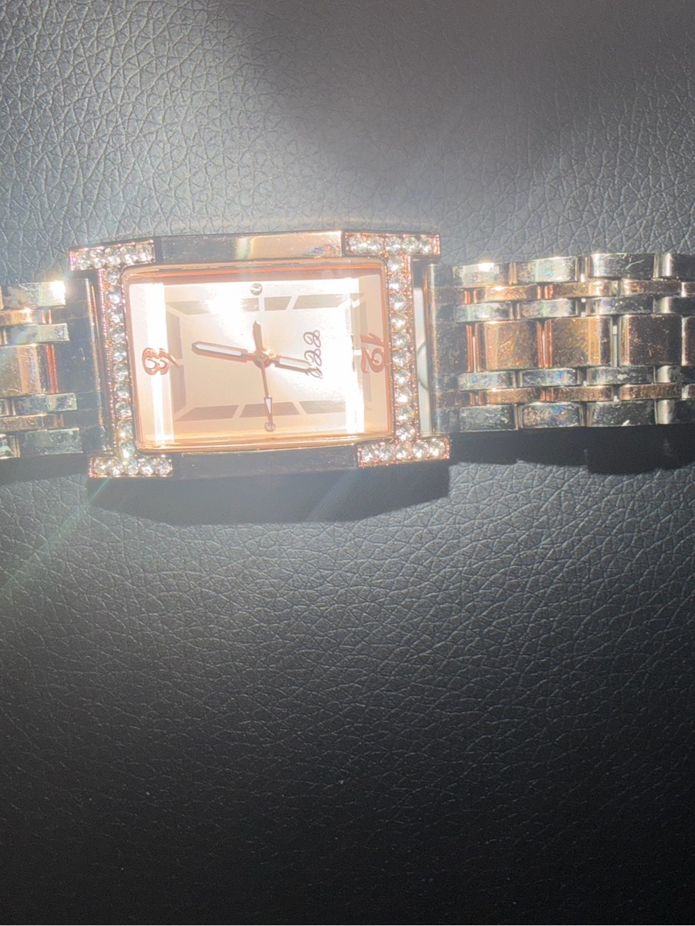 Elegant Rose Gold Crystal-Accented Women's Watch Bracelet